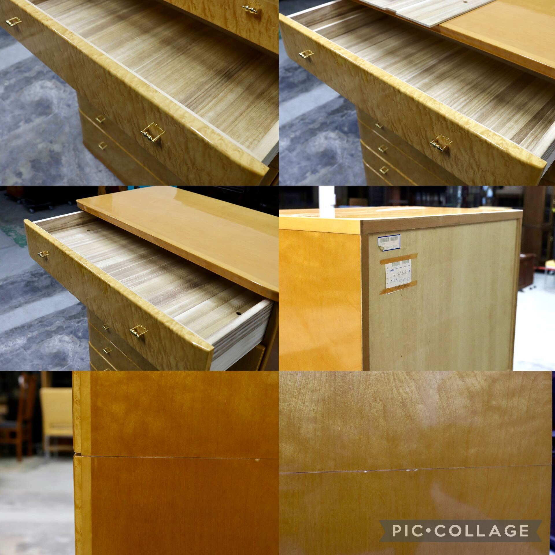 GMIK491○府中家具 最高級 整理箪笥 引出し収納家具 バーズアイ