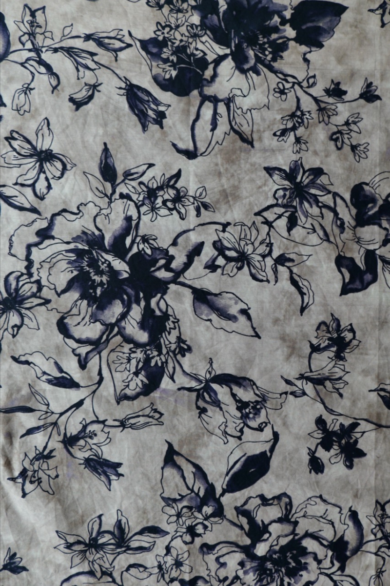 Scarf004. Scarf Loan Cloth Silk Cotton. Purple Print. Collection