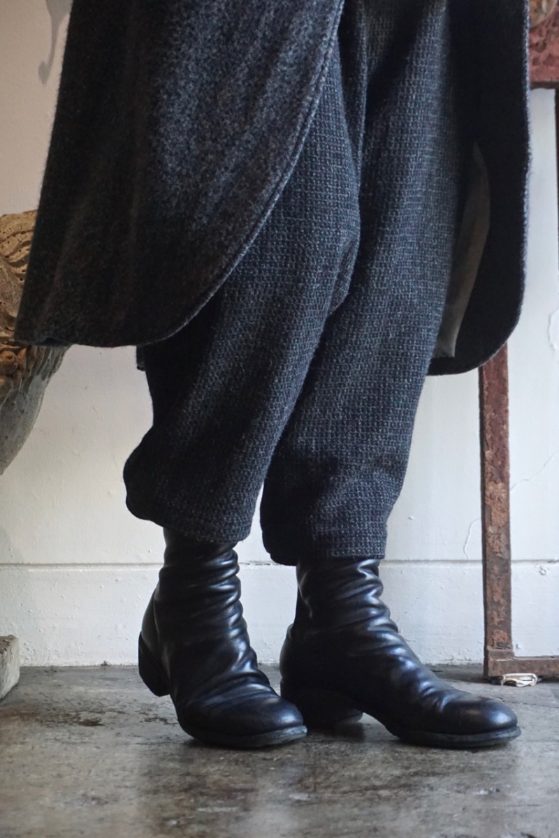 No 788. Back Zip Mid Boots Horse Full Grain. BLKT(Black). GUIDI