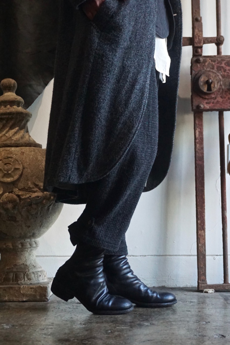 No 788. Back Zip Mid Boots Horse Full Grain. BLKT(Black). GUIDI