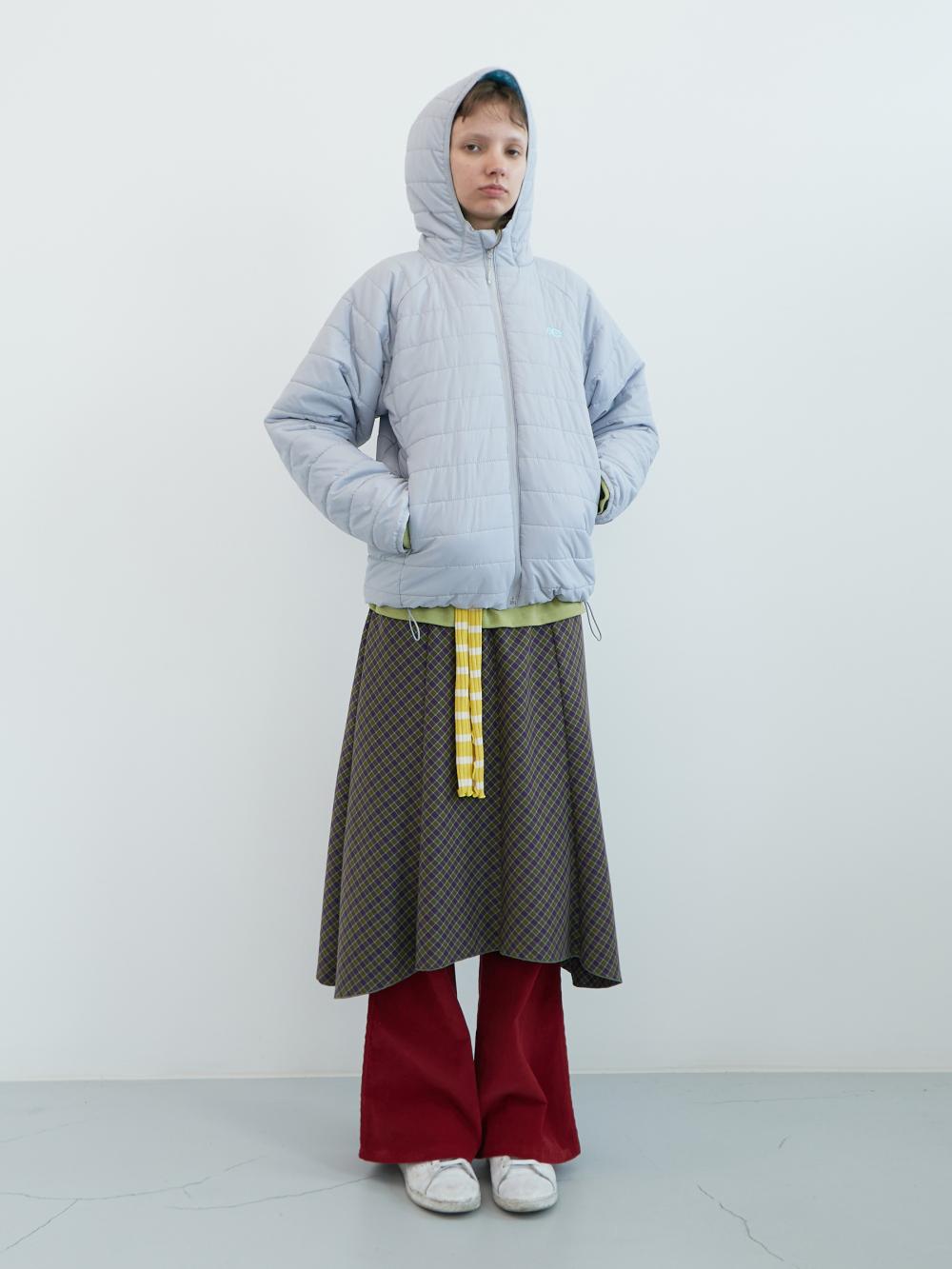 フーディッドキルティングパファージャケット (ライトグレー) | ENZO