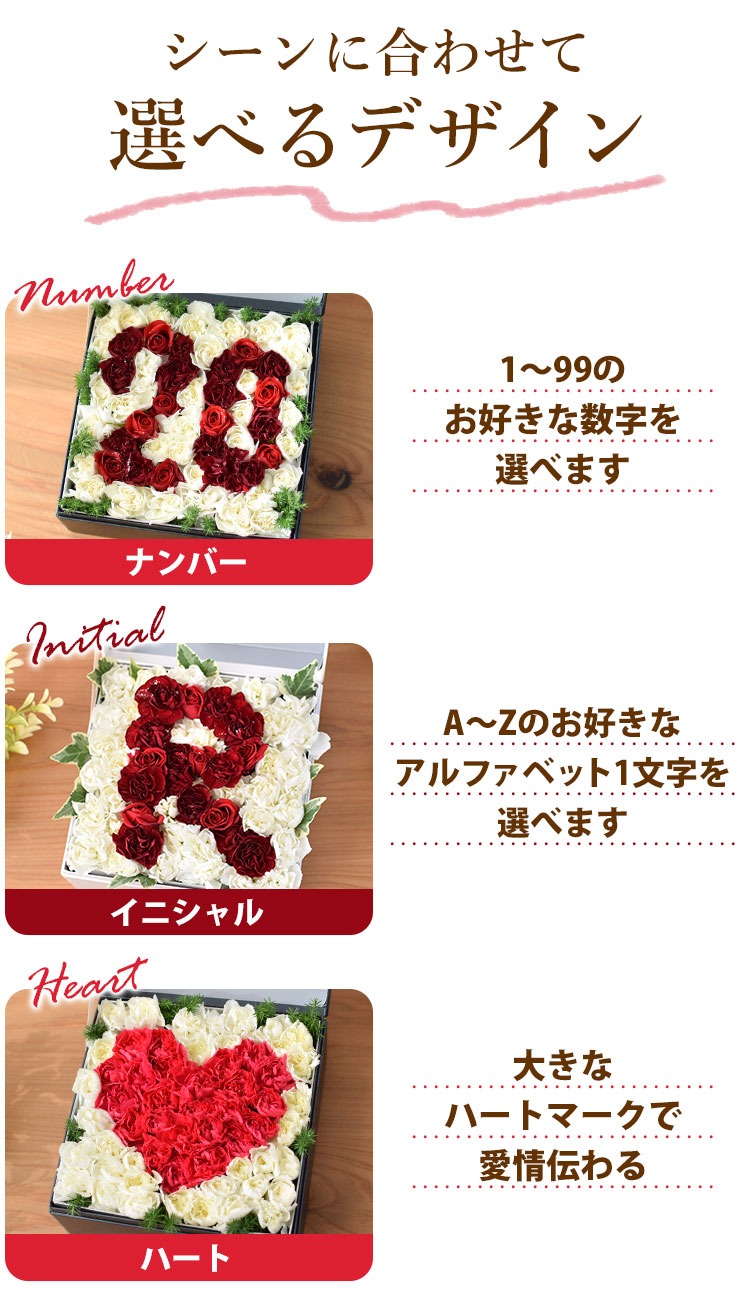 ボックスフラワー 生花 hana cube グランデ 大 ナンバー イニシャル