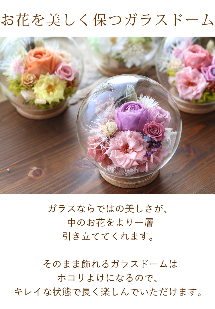 プリザーブドフラワー ガラスドーム バブルドーム LUMIE -ルミエ