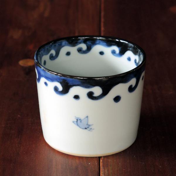 染付（そめつけ）蕎麦猪口（そばちょこ）－波千鳥（なみちどり