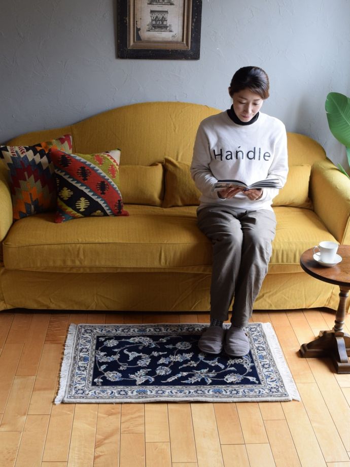 ナイン（Naeen） 6Laの手織りのペルシャ絨毯、使いやすいサイズの