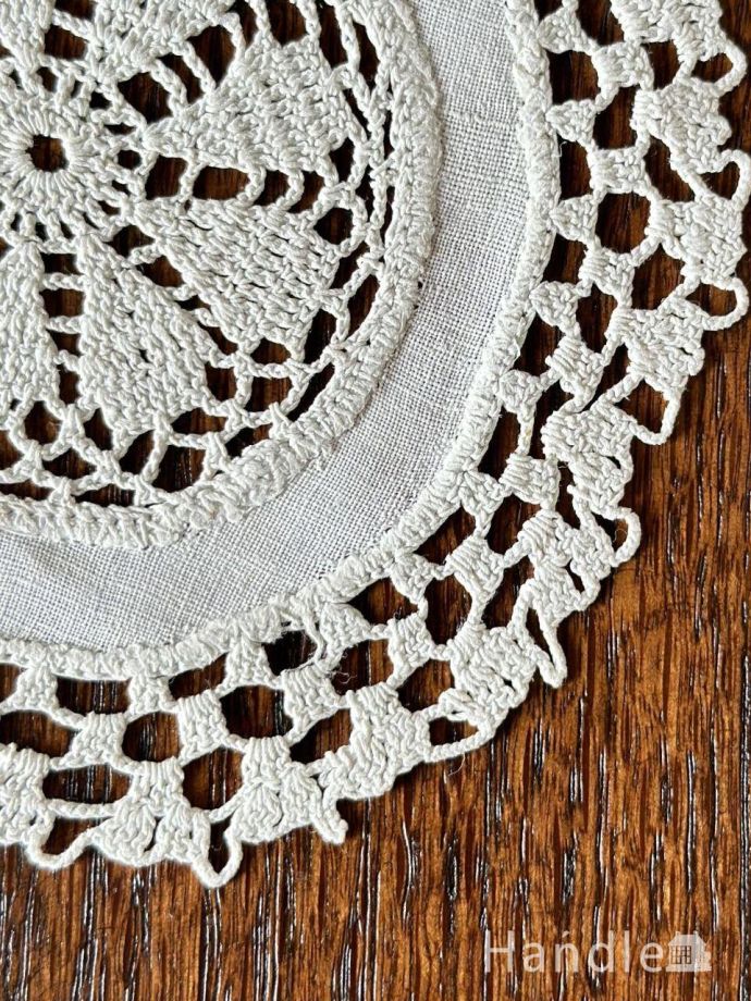 フランスから届いたアンティークレース、お花模様のクロッシェレース(m