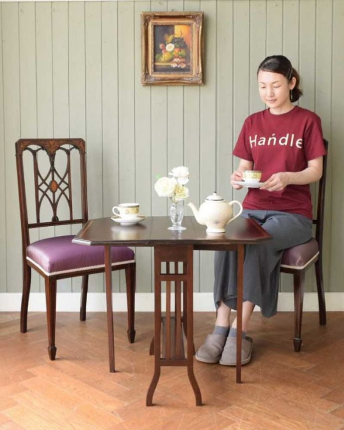 アンティークの美しいサイドテーブル、伸長式のサザーランドテーブル(j