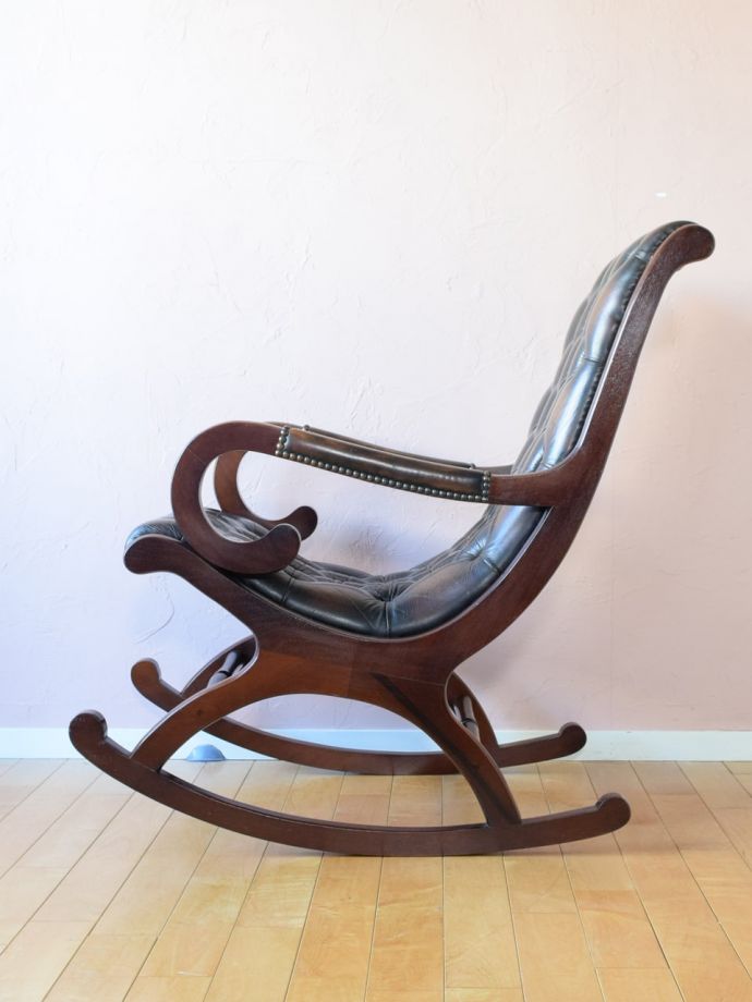 チェスターフィールドのロッキングチェア、英国のアンティーク椅子(k