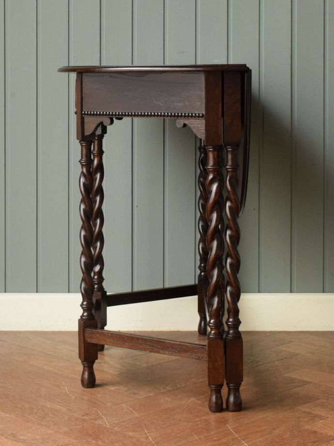 英国アンティークのコンソールテーブル、ハーフムーン型の伸長式ゲーム