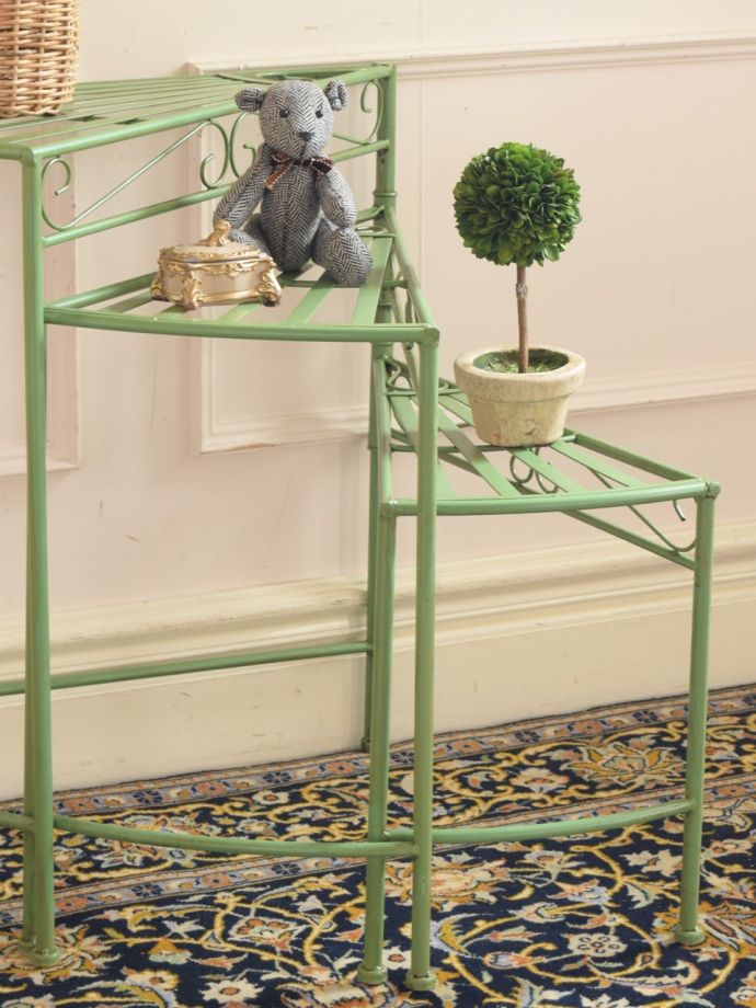 フランスアンティーク調のフラワースタンド、グリーン色のおしゃれな