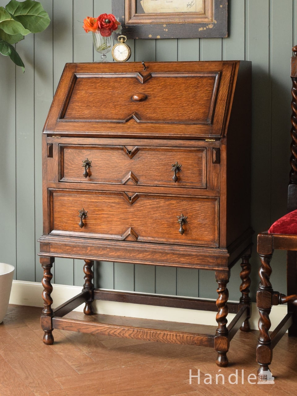 し*き様 美品 和光 樺材ライティングビューロー ライティングデスク