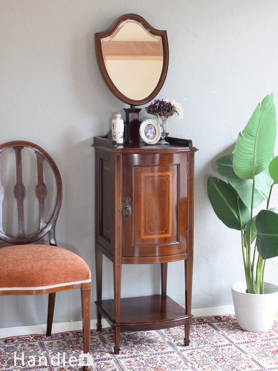 三面鏡の付いた優雅なアンティークドレッシングテーブル（鏡台）(k