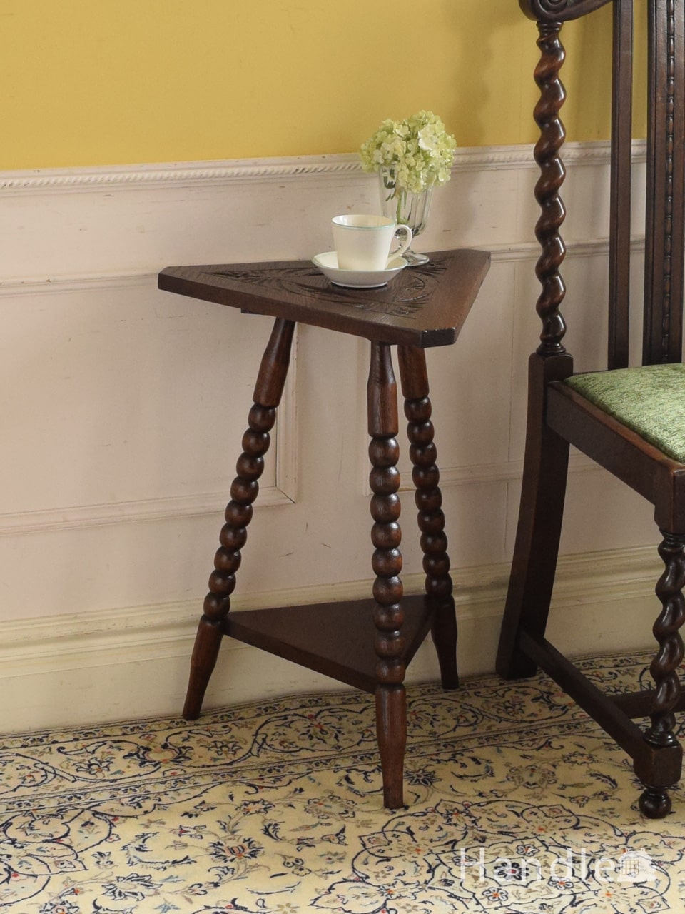 英国アンティーク木製サイドテーブル/オケージョナル/ウィンドウ机/(79