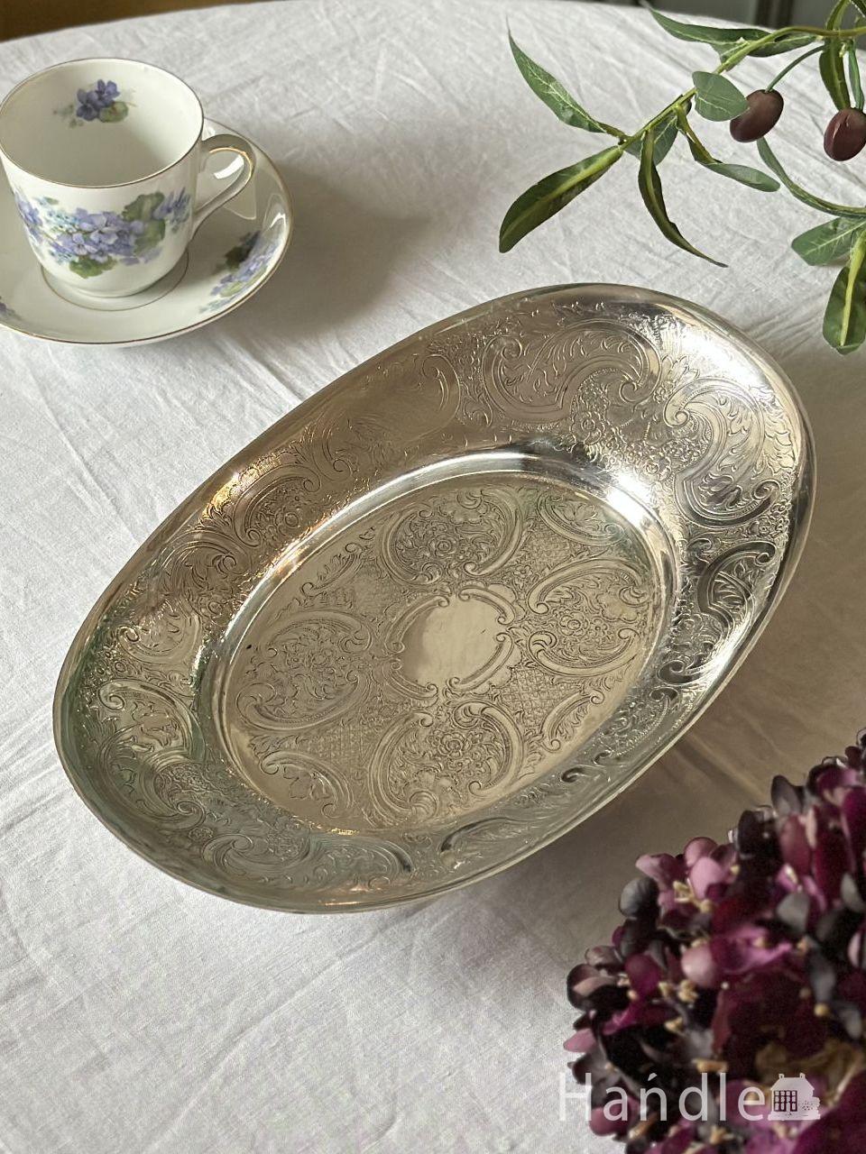 アンティークシルバープレートのフタ付きミルクポット（ミルク