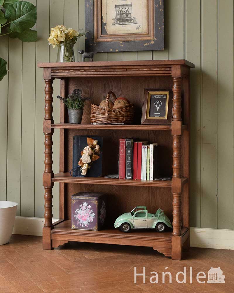 カントリー風シェルフ アンティークキャビネット 本棚 収納ラック