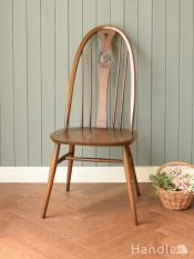 アーコールのボウバックチェア（4本・カスタード色・ハの字脚・タグ