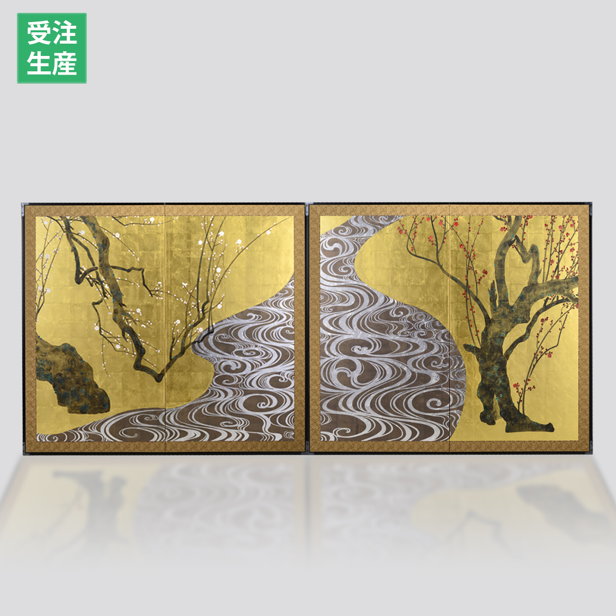 箔一 hakuichi 金箔 金沢箔 金沢 工芸品 四曲小屏風 富士