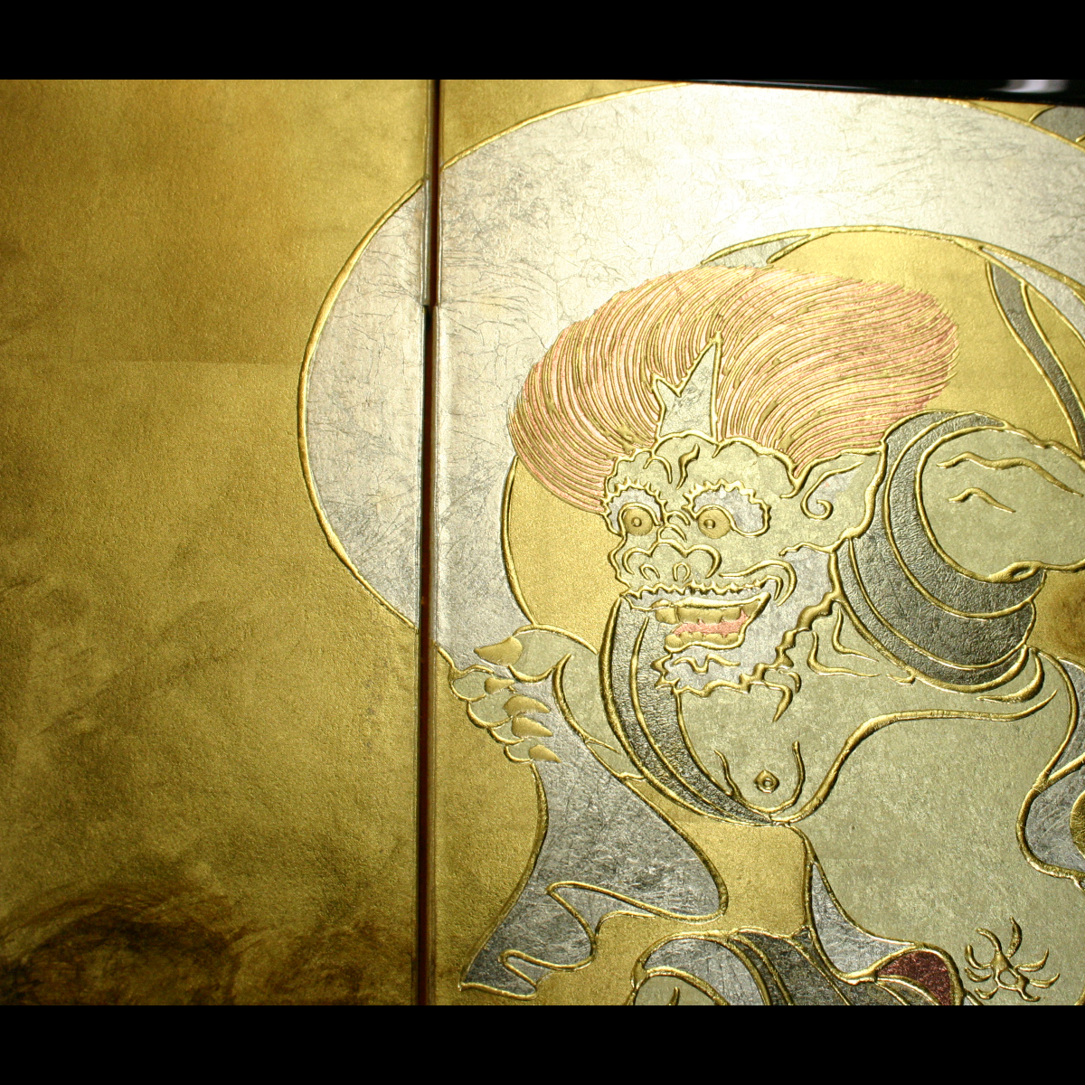 箔一 hakuichi 金箔 金沢箔 金沢 工芸品 四曲小屏風 風神雷神図