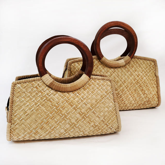 ハワイアン雑貨 ラウハラバッグ【 ハンド バッグ 長方形タイプ 内袋