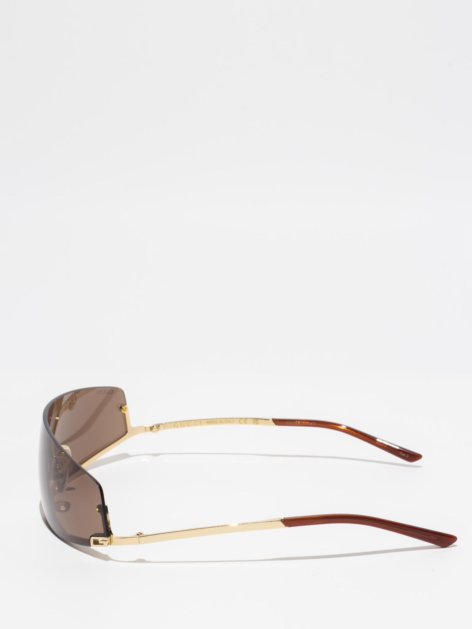 GUCCI | GG1561S 002 | GOLD SHIELD SUNGLASSES – Hall of Frames Company