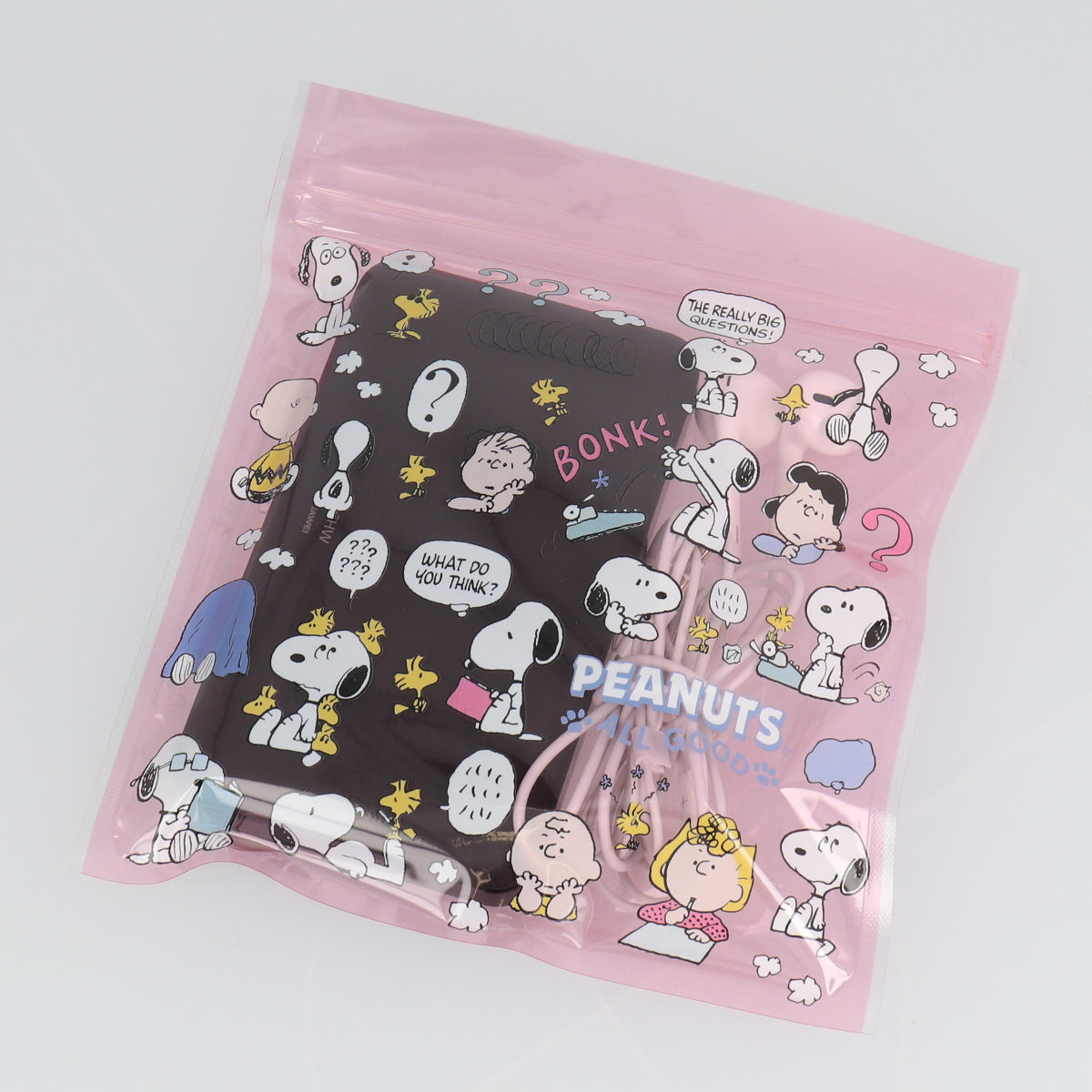 スヌーピー THINK 悩む【Peanuts All Good／ジッパーバッグ（大きめ