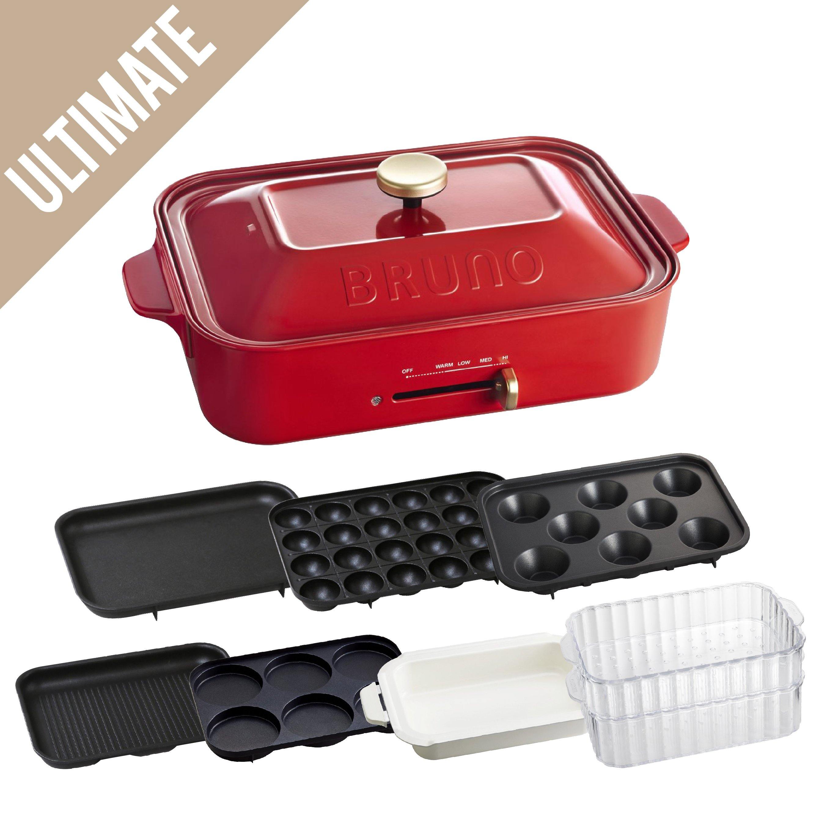 BRUNO Compact Hot Plate Ultimate Set (Red / 7 Plates included