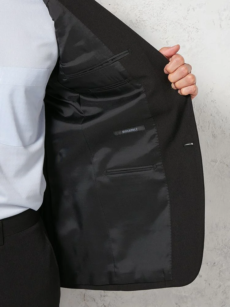 スーツ 2つボタン【WEB限定】4WAYストレッチ ストライプ ブラック 通年