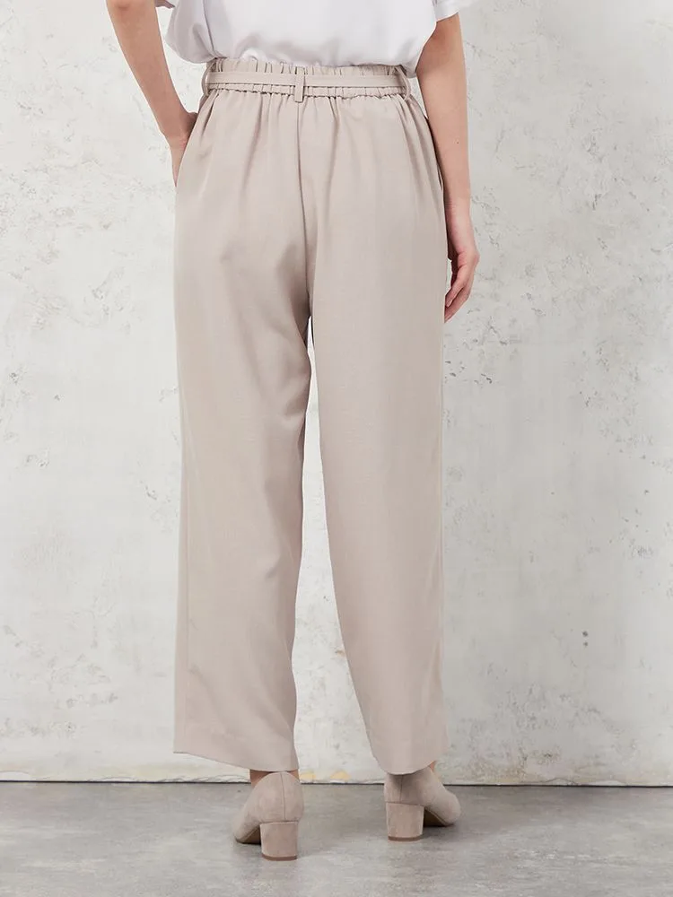 L．グレー 【高通気】WALK PLUS ワイドパンツ リネンライク ベルト