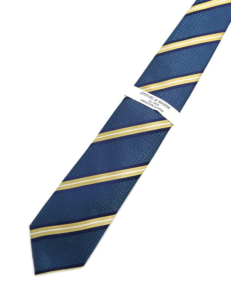 ブルー 【シルク100%】ネクタイ レギュラー 日本縫製 ストライプ S&M