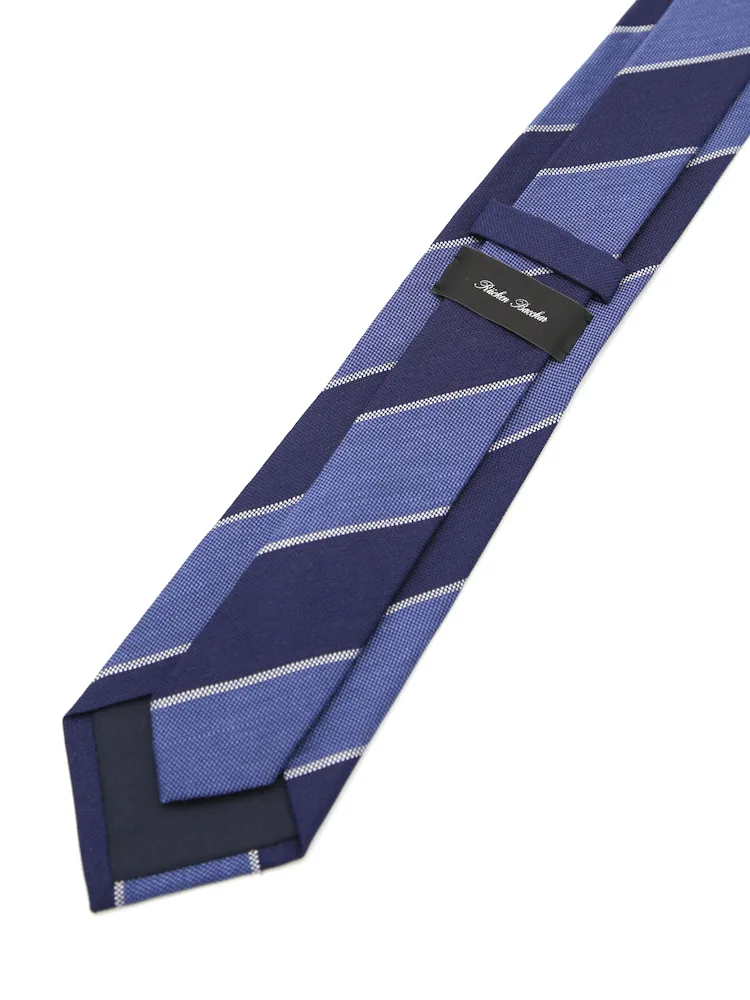 ピンク系 【麻混】ネクタイ シルクリネン ストライプ リッケンバッカー