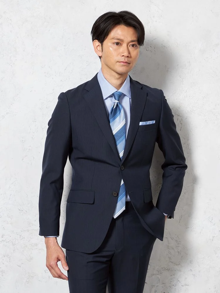 ウール100％】スーツ 2つボタン 英国製素材【JOHN FOSTER】ネイビー