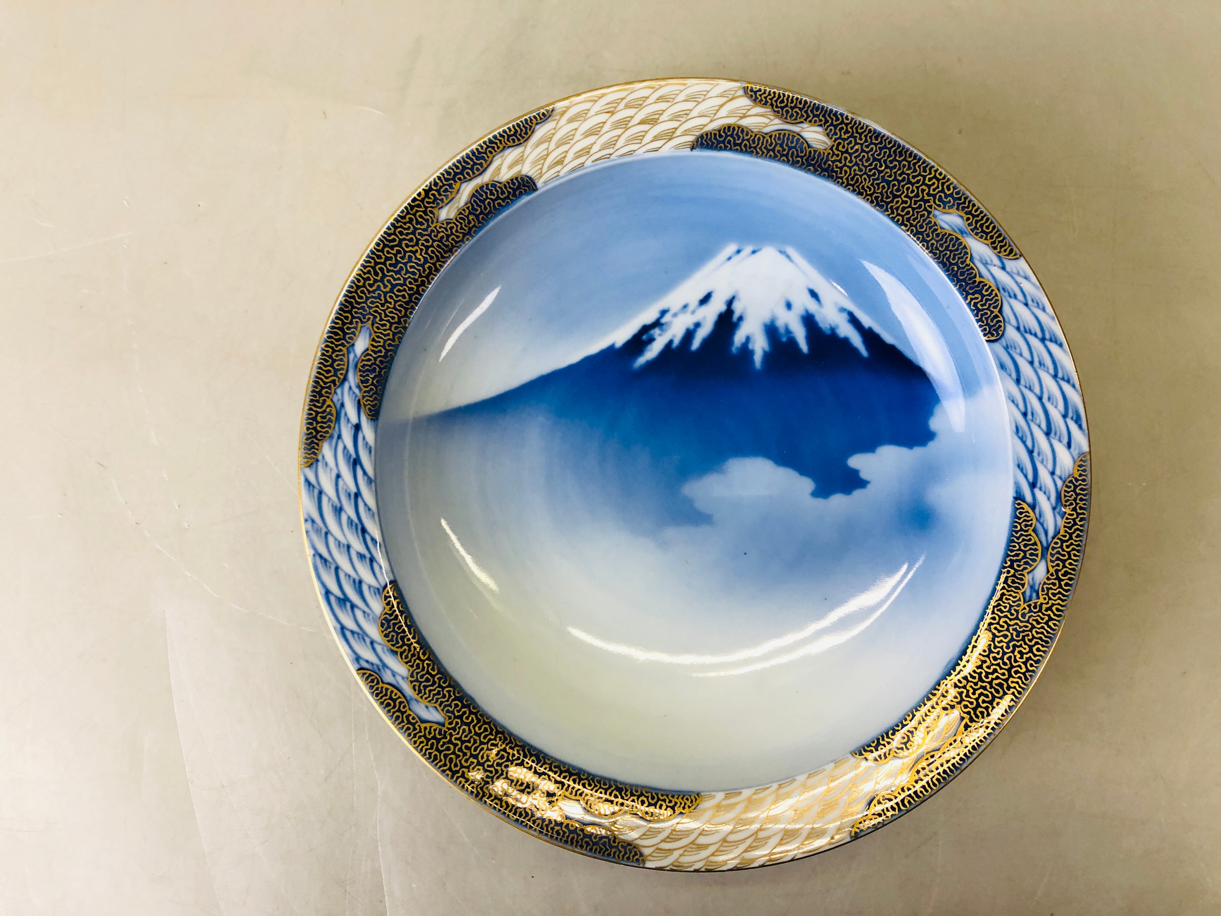 Y6682 [VIDEO] DISH Fukagawa-Seiji Mt.Fuji plate signed Japan