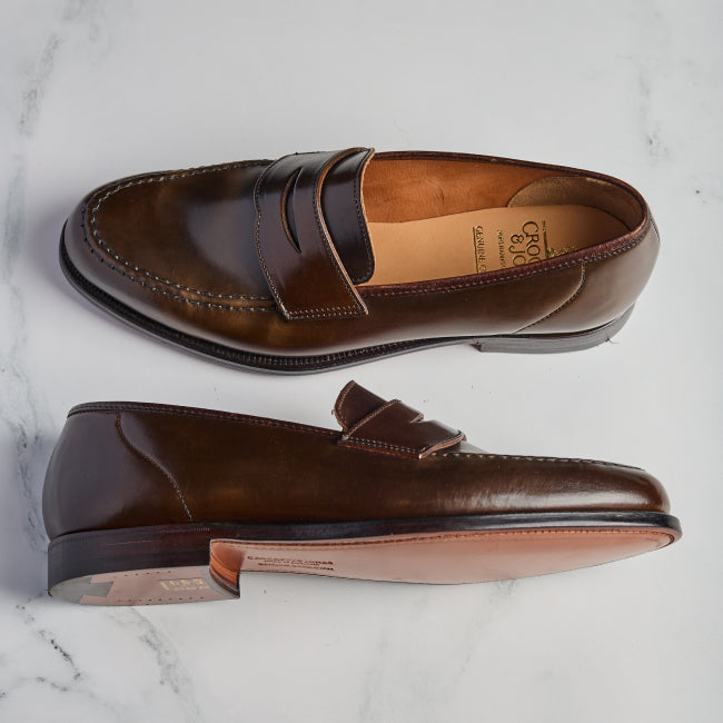Dark Brown Shell Cordovan Harvard Penny by Crockett & Jones