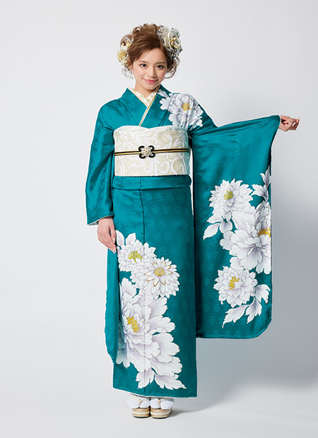 青/ブルー/シンプル/クール】の成人式振袖人気ランキング/E-313 | 岡山