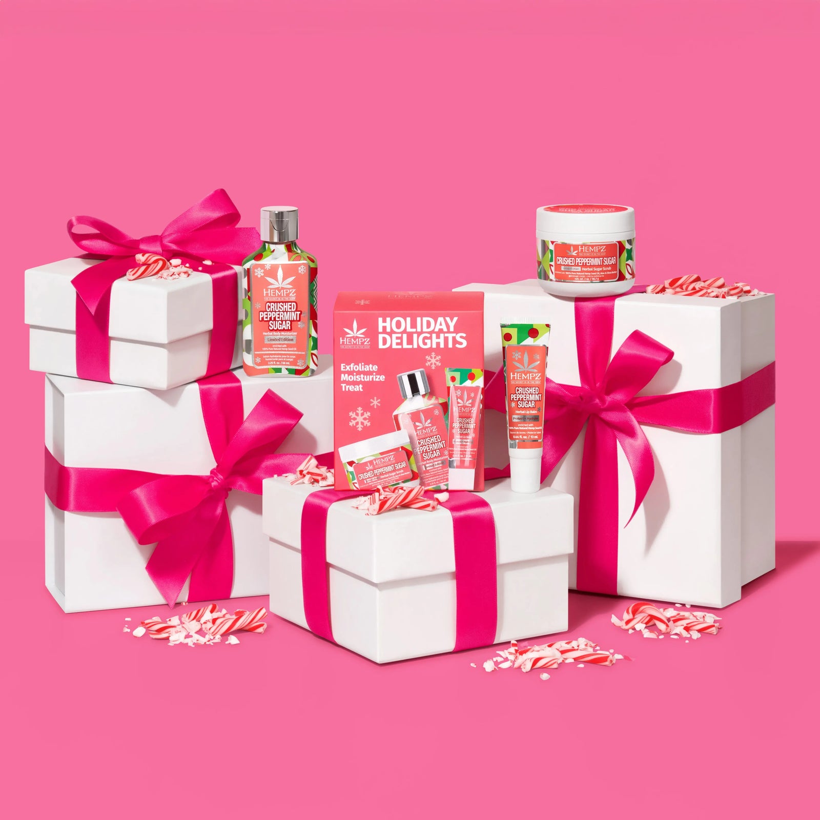 Hempz Holiday Delights Crushed Peppermint Mini Lotion, Lip Balm