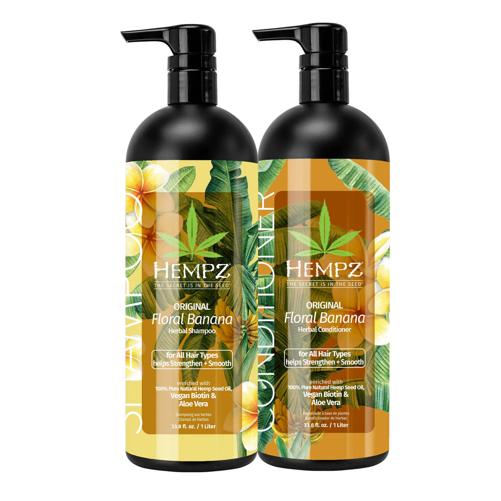 Hempz Original Floral Banana Shampoo & Conditioner Set with Vegan