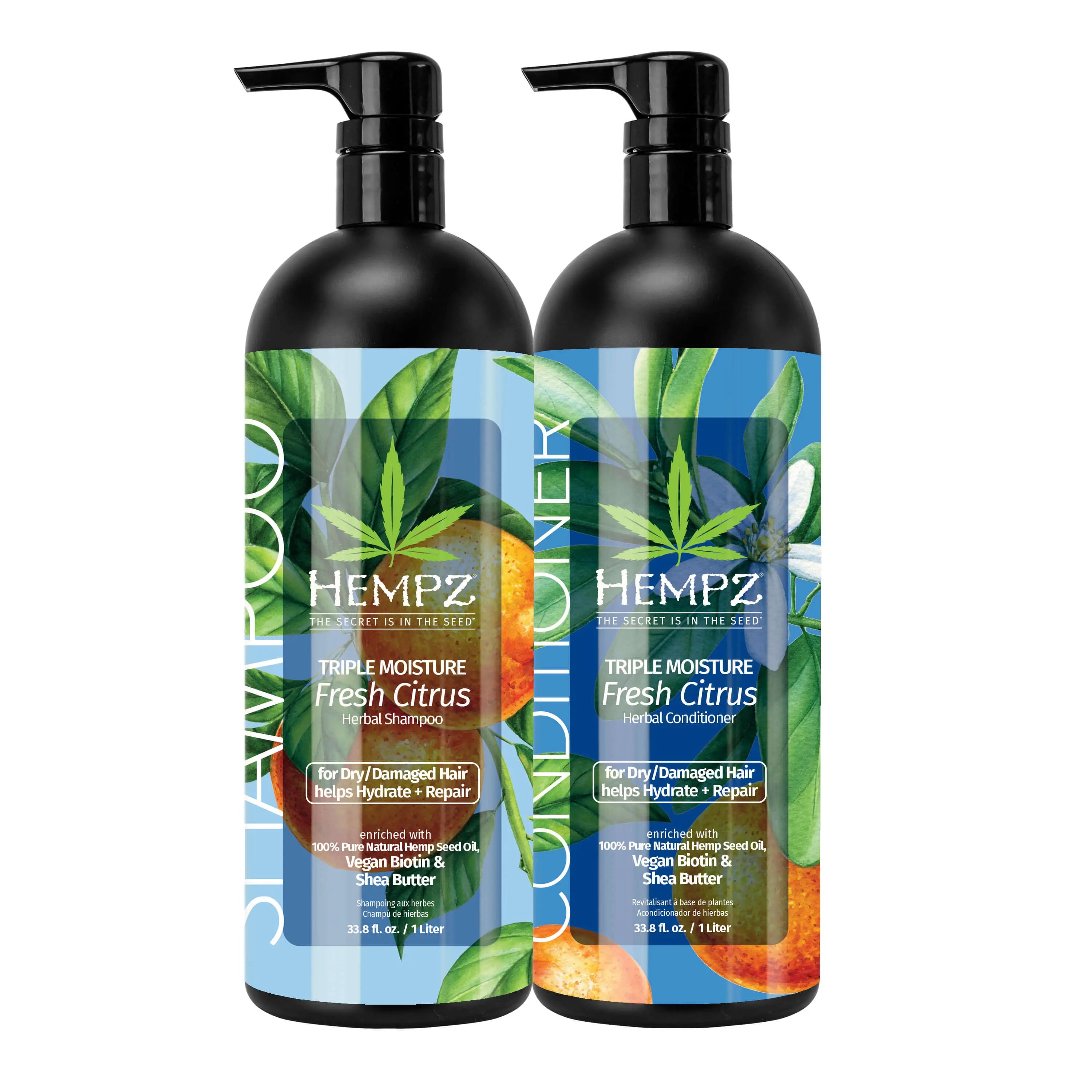Hempz Triple Moisture Fresh Citrus Shampoo & Conditioner Set with