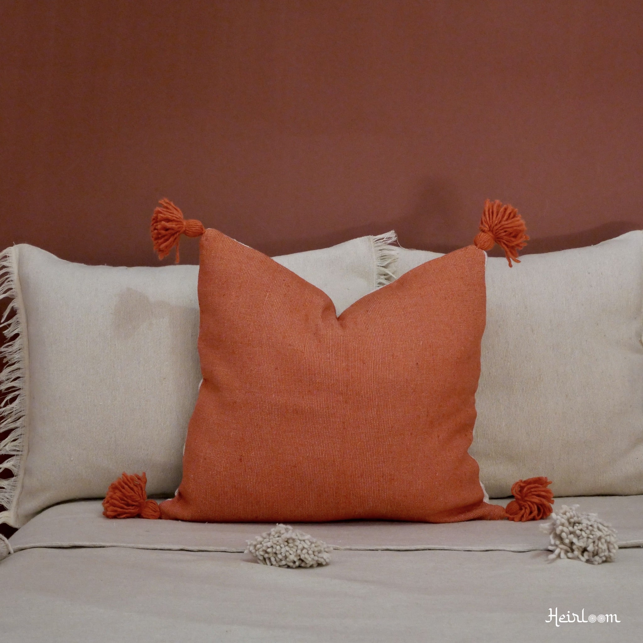 Plain Cushion Cover with Pompoms - Marrakech Edition – Heirloom Craft