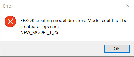 Error creating model directory. Model could not be created or
