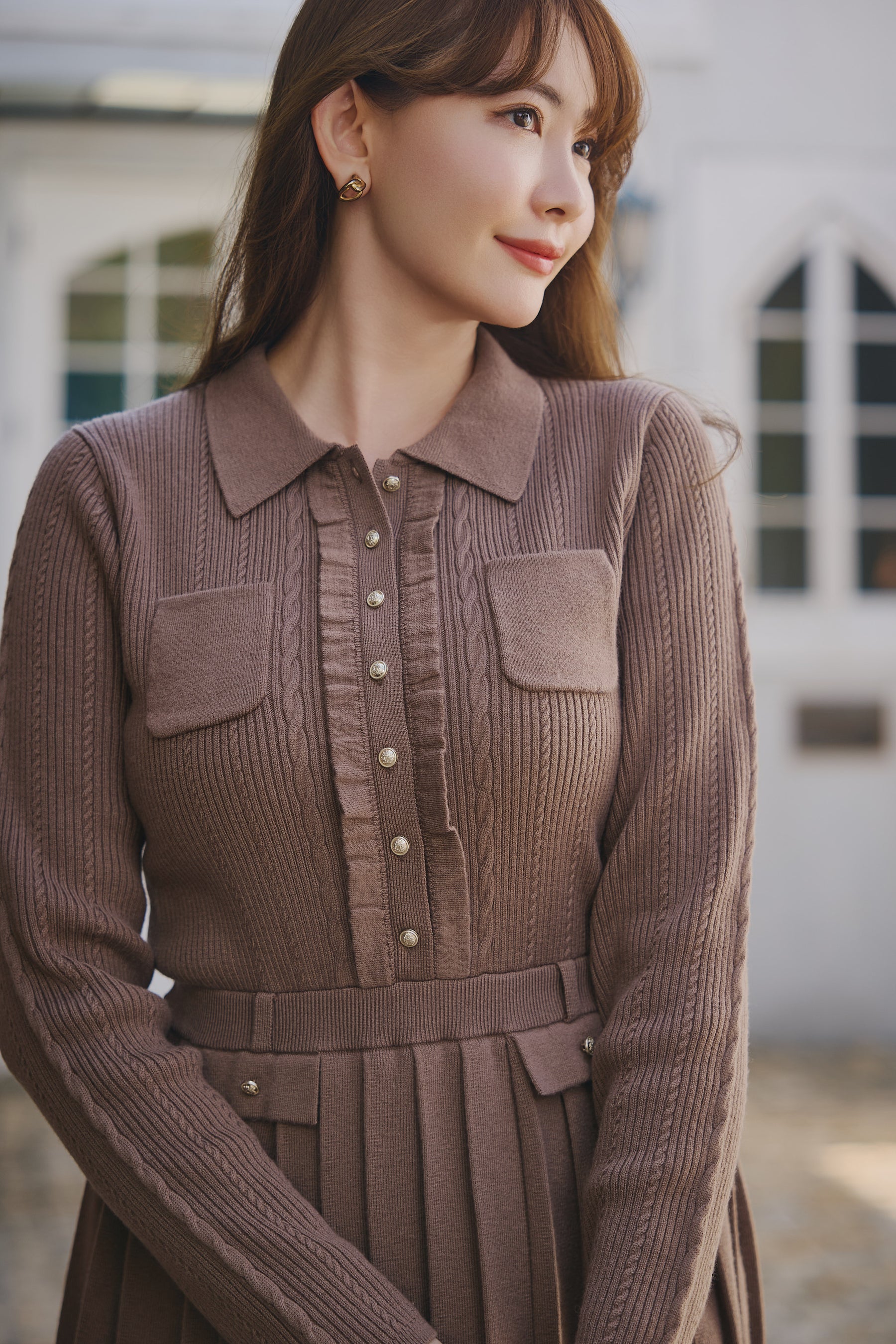 Margot Pleated Knit Mini Dress