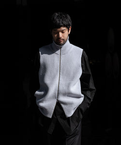 stein / シュタイン】OVERSIZED DRIVERS KNIT ZIP VEST - OFF GREY
