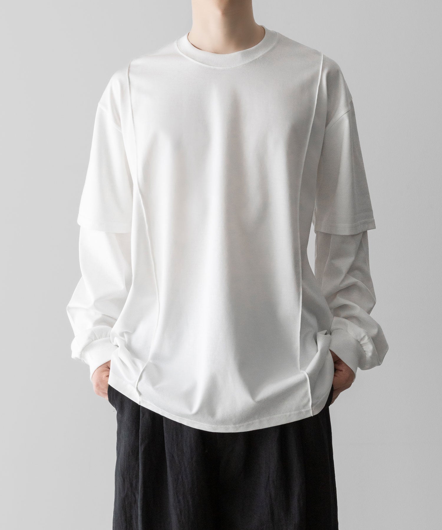 ssstein / シュタイン】OVERSIZED LAYERED SLEEVE TEE - WHITE | 公式