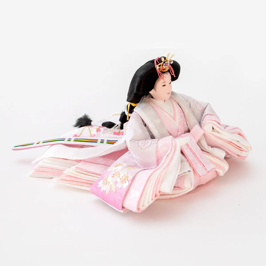 清白ピュア 白とピンクでシンプルな雛人形 収納タイプ飾り【都(くに)雛