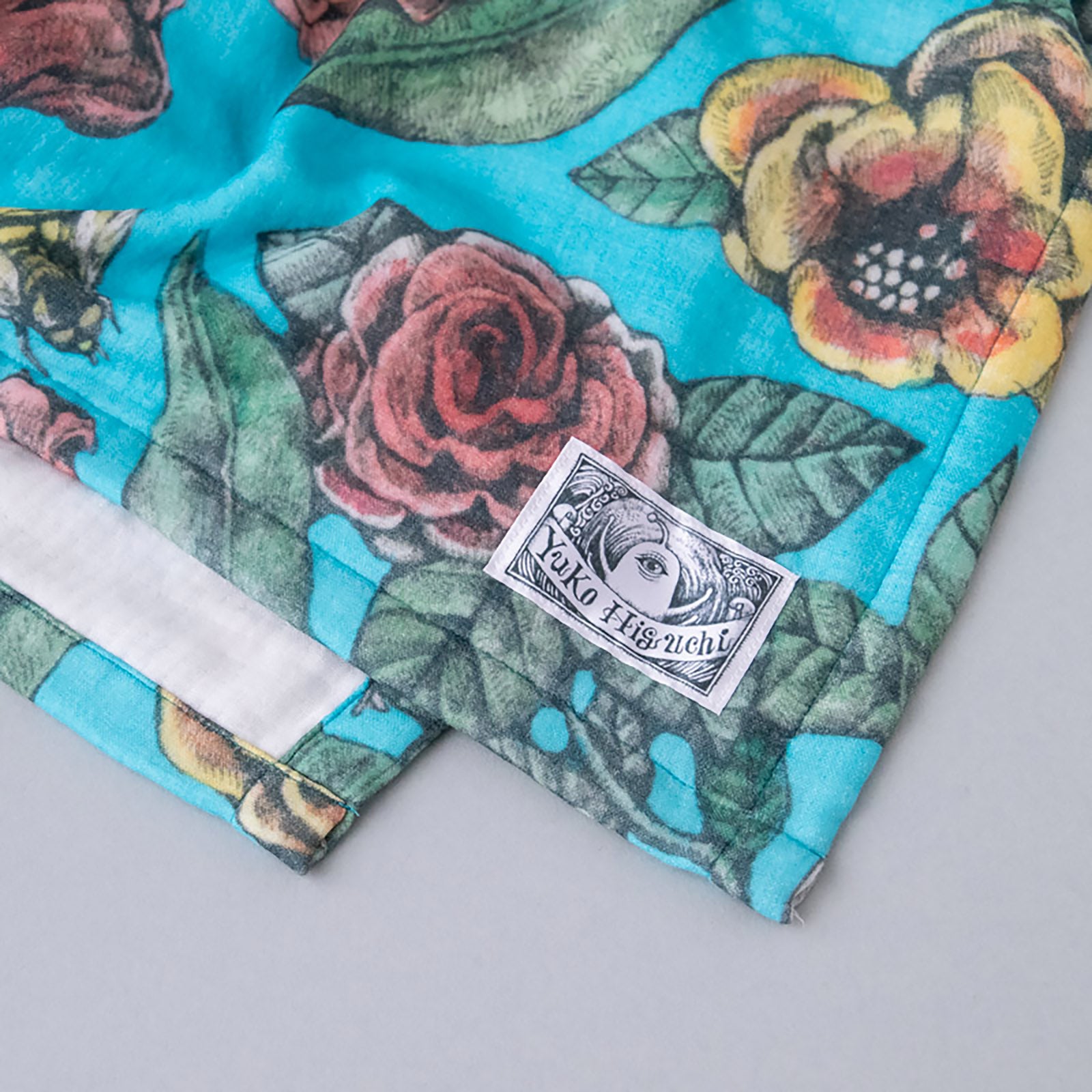 ブランケット【シングルサイズ】青の花柄 – ボリス雑貨店