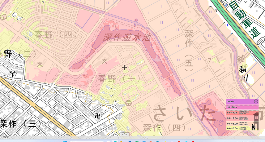 綾瀬川・深作川ハザードマップ