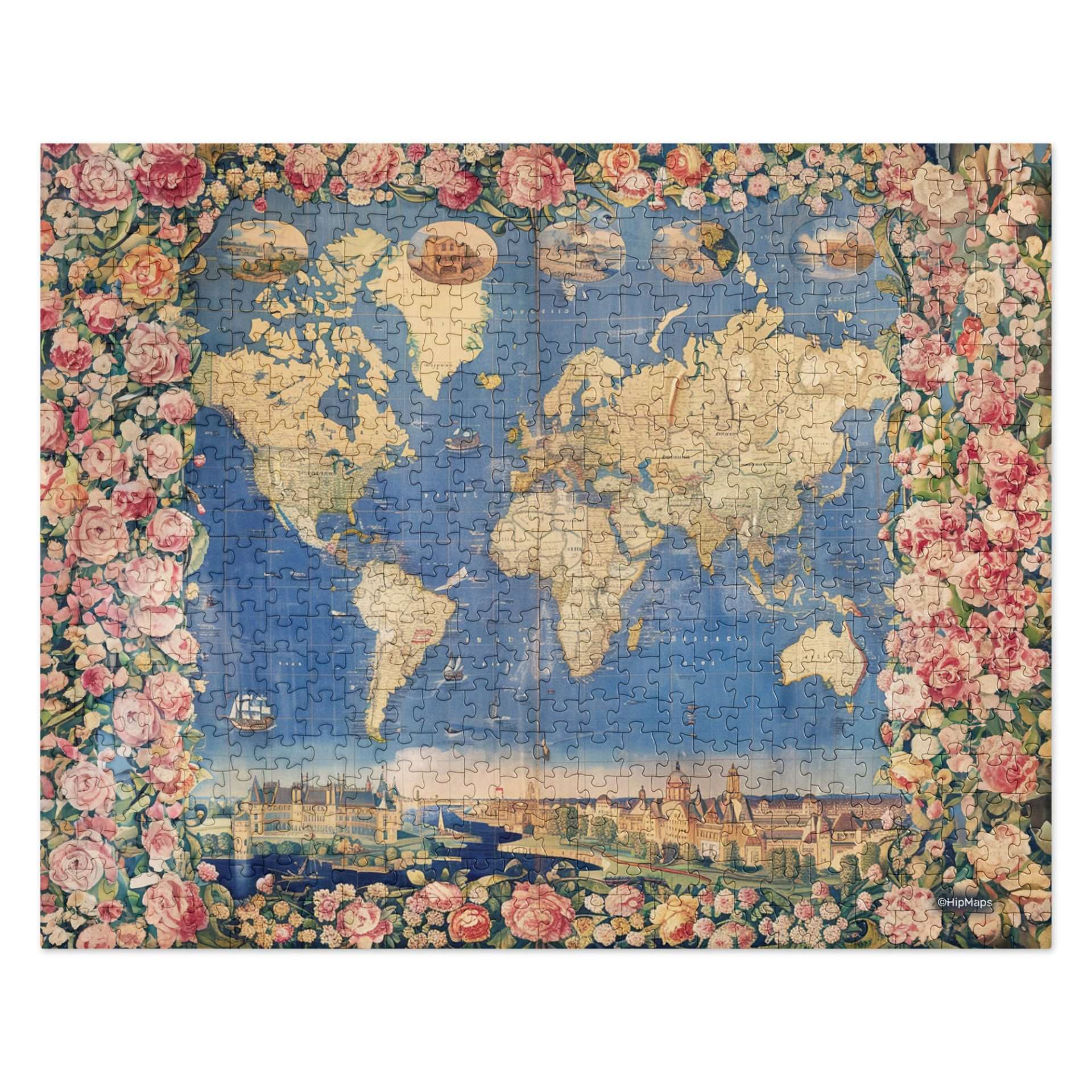 Mary Cassatt-Style World Map Jigsaw Puzzle, 520 pieces | HipMaps