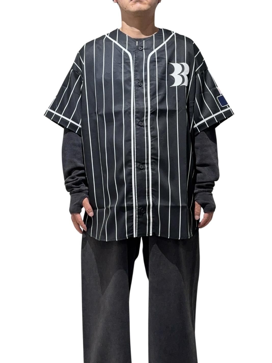 2025-26AW SEASON4.5 BASICKS BACK/FRONT BASEBALL SHIRT - BLACK 商品