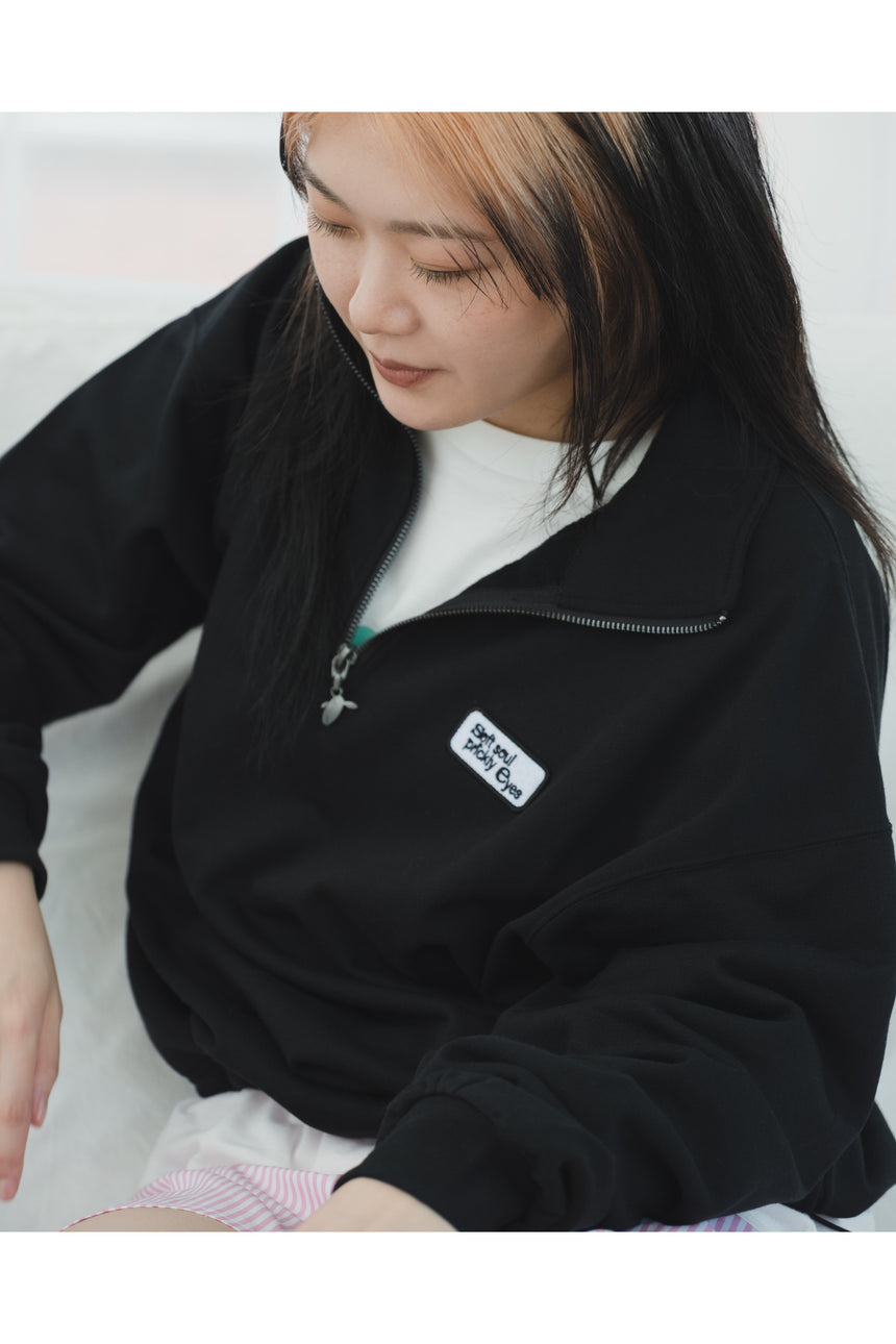 刺繍ハーフジップトレーナー [BLACK] – 羊文学 Official Store