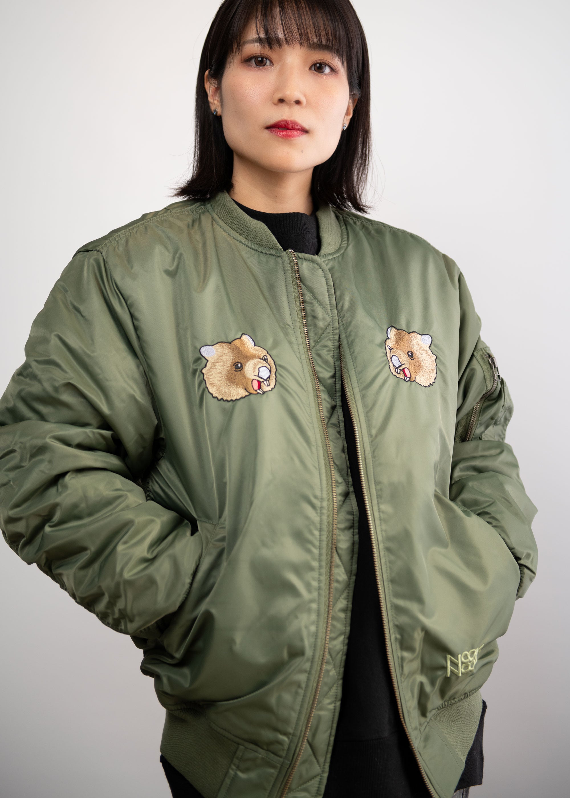 CUTIE WOMBAT ウォンバット 大型 刺繍 MA-1 中綿ジャケット Nook Nook