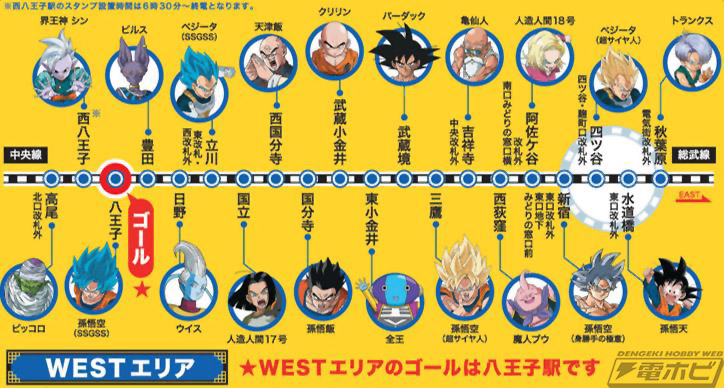 JR東日本 ドラゴンボールバトルスタンプラリー」が中央線・総武線で
